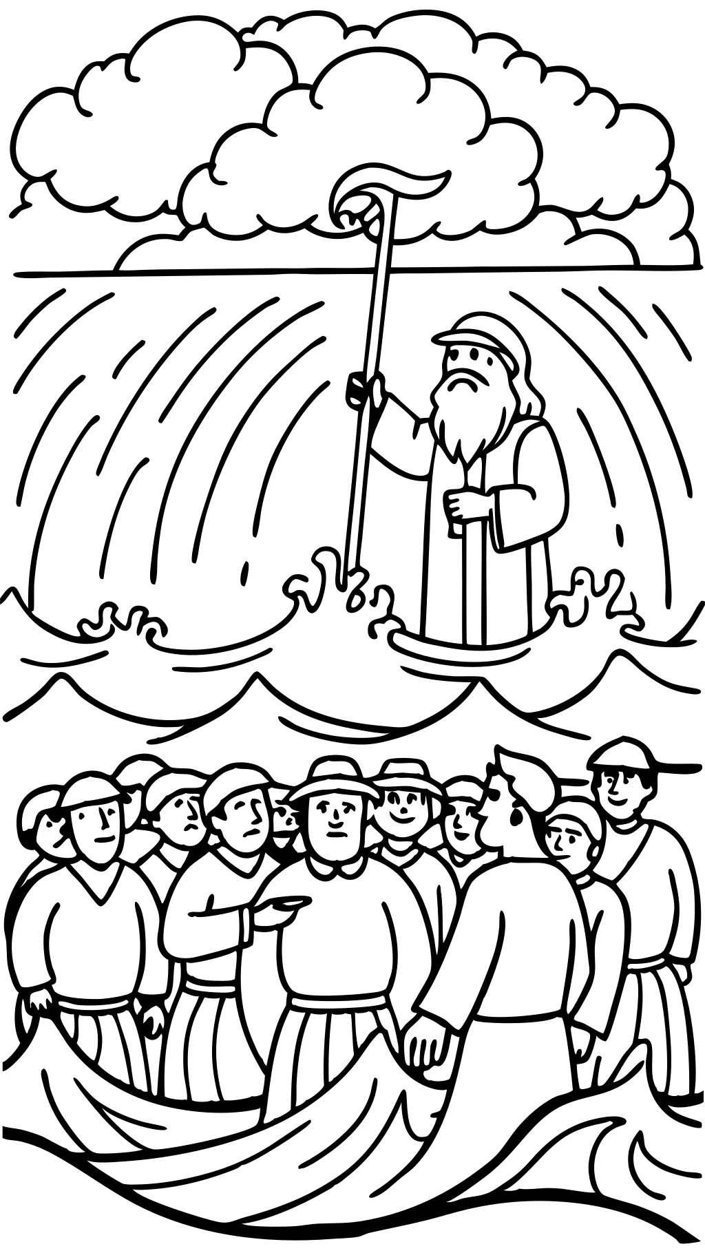 moses and red sea coloring page